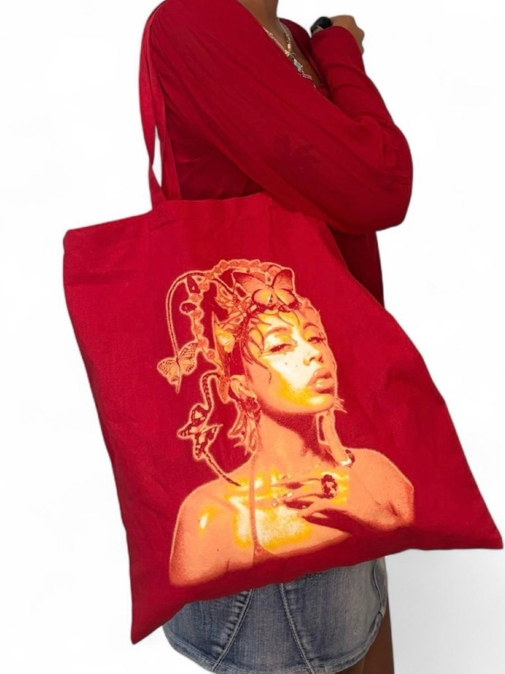 Kali uchis red moon in venus red tour tote bag
